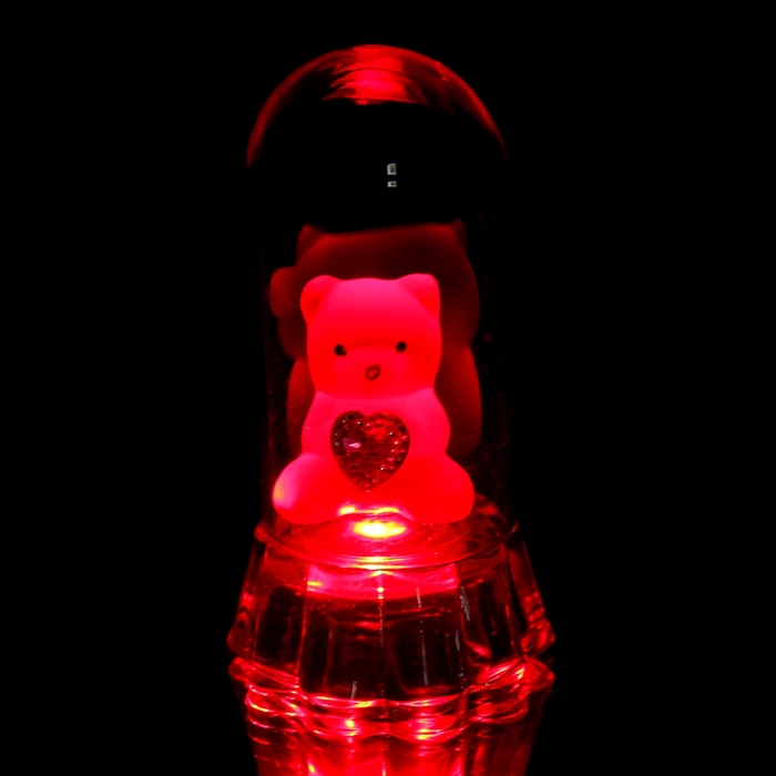 Сувенир световой "Мишка с сердцем в колбе" МИКС
