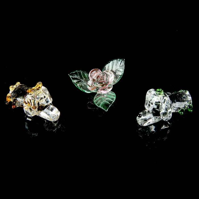 Набор сувениров "Собачки у цветка", 3 шт, МИКС