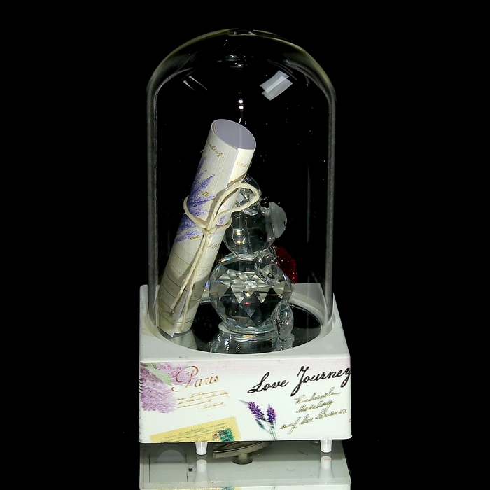 Сувенир музыкальный и световой колба "Мишка со свитком" МИКС