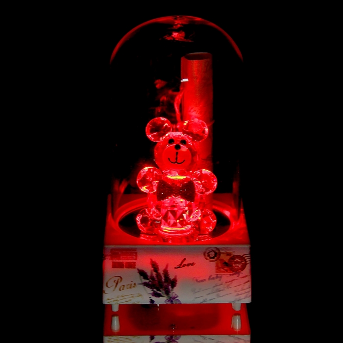 Сувенир музыкальный и световой колба "Мишка со свитком" МИКС