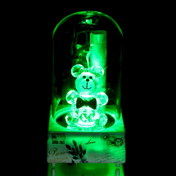 Сувенир музыкальный и световой колба "Мишка со свитком" МИКС