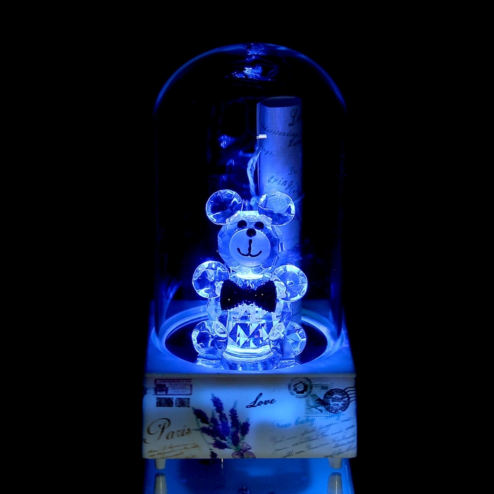 Сувенир музыкальный и световой колба "Мишка со свитком" МИКС