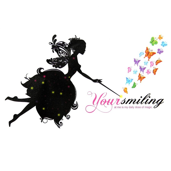 Наклейка интерьерная плоская "Фея бабочек"