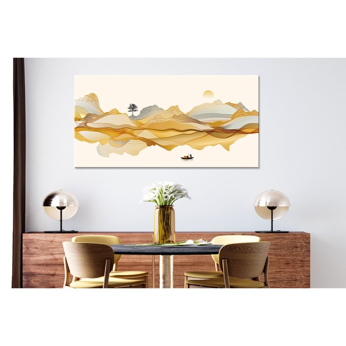 Репродукция картины на холсте «Тихая река», 50х100 см