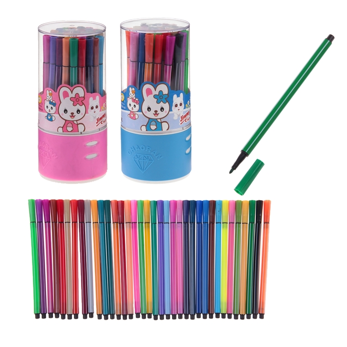 Фломастеры 36 цветов Полоска в пластиковом тубусе,вентилируемый колпачок,МИКС