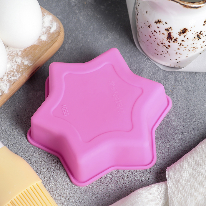 Форма для выпечки "Шестиконечная звезда" 11х11х3 см, цвета МИКС