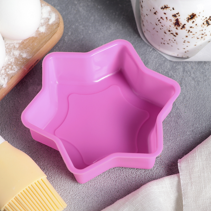 Форма для выпечки "Шестиконечная звезда" 11х11х3 см, цвета МИКС