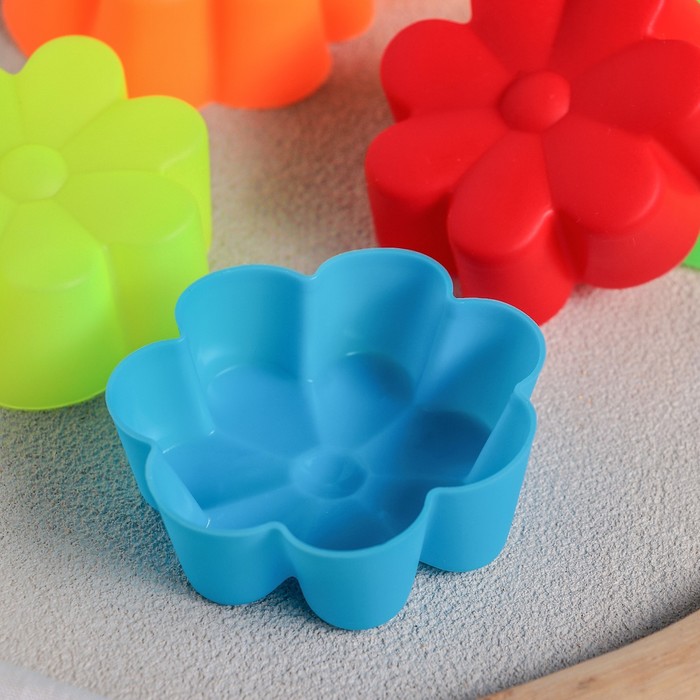 Набор форм для выпечки, 6 шт, 6х2 см "Ромашка", цвета МИКС