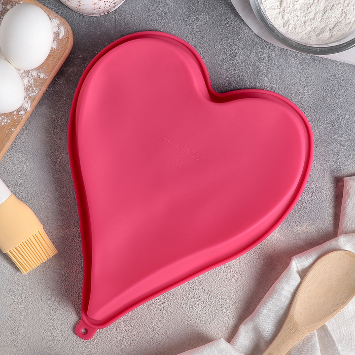 Форма для выпечки "Сердце" 26х21х3 см, цвета МИКС