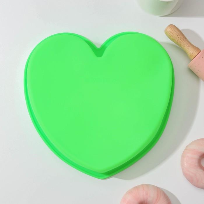 Форма для выпечки Доляна «Сердце», силикон, 24×23×4 см, цвет МИКС форма силиконовая для выпечки доляна мишка и сердце 17×15 см 4 ячейки цвет микс
