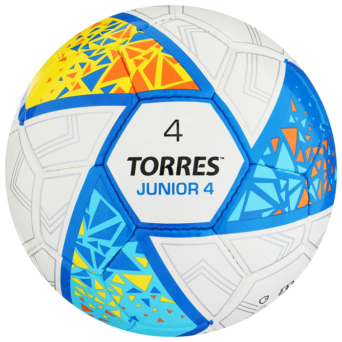Мяч футбольный TORRES Junior-4 F323804, PU, ручная сшивка, 32 панели, р. 4 мяч футзальный torres futsal resist pu полугибридная сшивка 24 панели размер 4