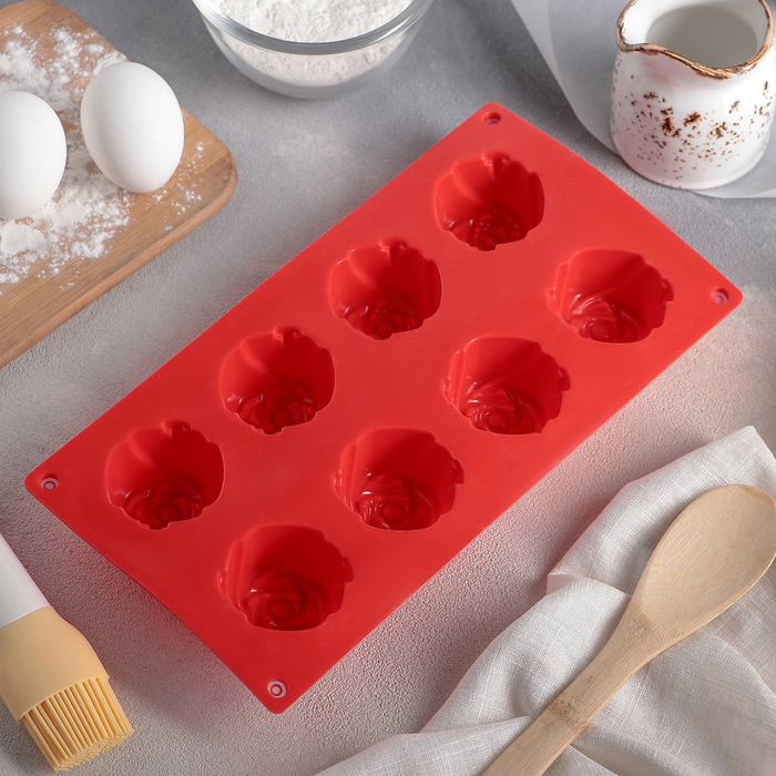 Форма для выпечки "Роза", 8 ячеек, цвета МИКС