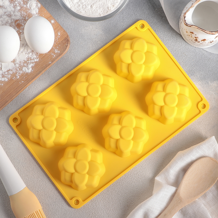 Форма для выпечки, 6 ячеек, 26х17х3 см "Обжорка", цвета МИКС