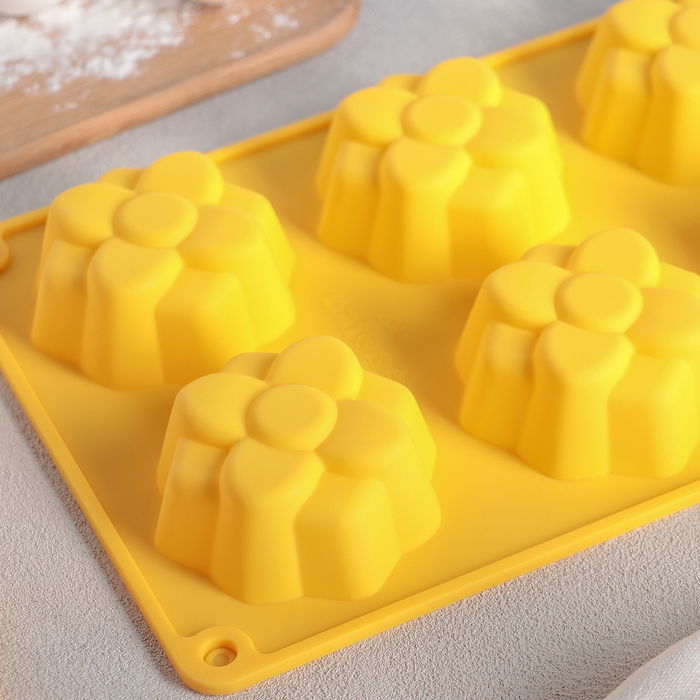 Форма для выпечки, 6 ячеек, 26х17х3 см "Обжорка", цвета МИКС