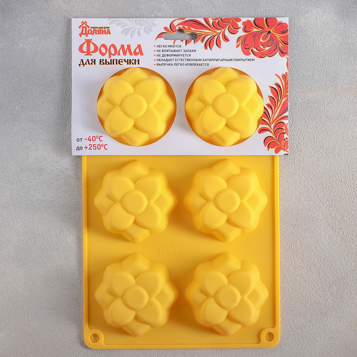 Форма для выпечки, 6 ячеек, 26х17х3 см "Обжорка", цвета МИКС