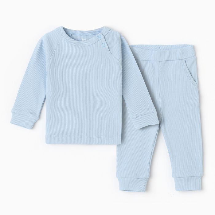 Комплект детский (футболка/штанишки), цвет голубой, рост 74-80 (9 -12 м) комплект детский кофта штанишки цвет голубой рост 80