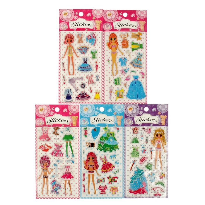 Наклейка "Модница с нарядами" МИКС