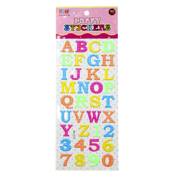 Наклейка "Буквы и цифры" неоновые, МИКС