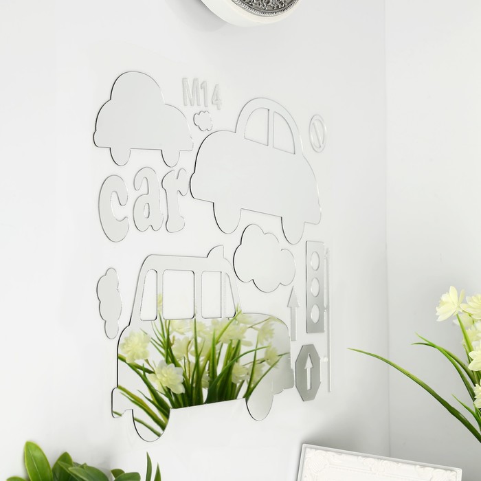 Наклейка интерьерная зеркальная "Транспорт" МИКС