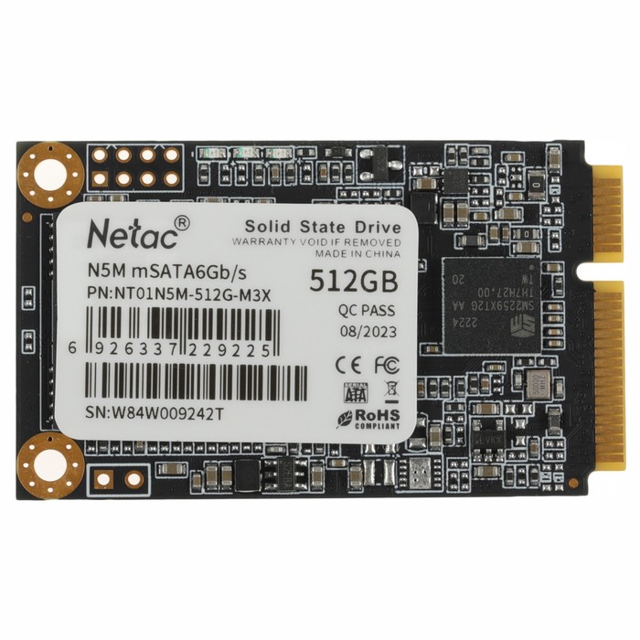 Накопитель SSD Netac mSATA 512GB NT01N5M-512G-M3X N5M mSATA ssd drive ssd msata netac 512gb n5m series retail sata3 up to 540 490mbs 3d tlc qlc