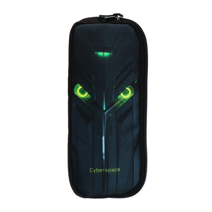 Пенал мягкий 2 отделения объёмный 90 х 220 х 40 мм Stavia Кибер чёрныйзелёный 86210 599₽