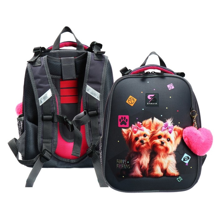 

Рюкзак каркасный школьный 38 х 30 х 16 см, эргономичная спинка, Stavia "Йорки", серый