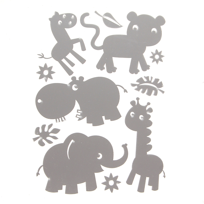 Наклейка интерьерная зеркальная "Зверюшки" МИКС