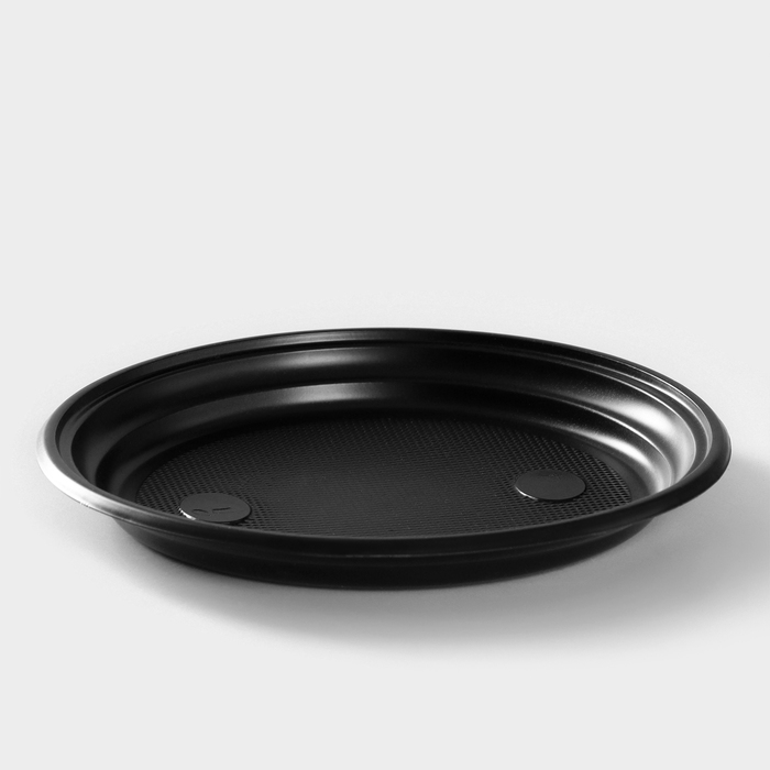 Тарелка одноразовая, d=20,5 см, чёрная, 100 шт/уп