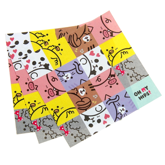 Наклейка "Животные и тортики" с блокнотом МИКС