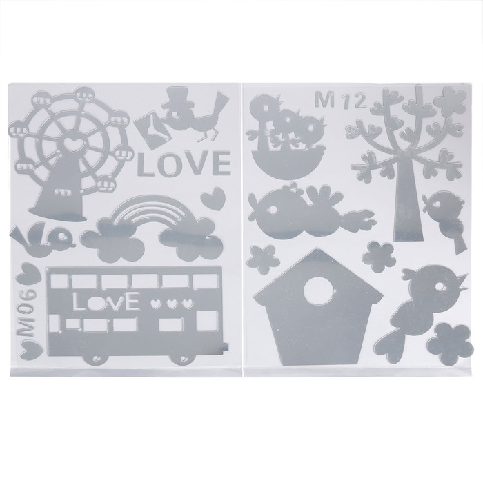 Наклейка интерьерная зеркальная "Птицы и любовь" МИКС