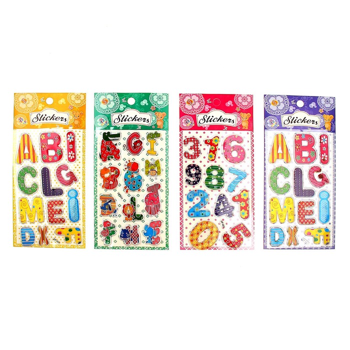 Наклейка "Буквы и цифры" МИКС