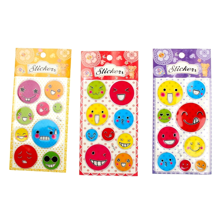 Наклейка "Цветные смайлы" МИКС