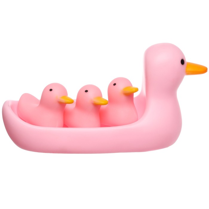 цена Набор резиновых игрушек для ванны «Мыльница: розовые уточки», 4 предмета, Крошка Я