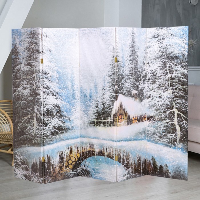 Ширма Картина маслом. Зимний лес, 250 х 160 см