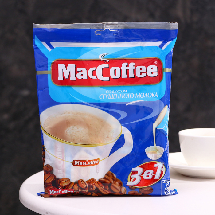 Напиток кофейный растворимый МакКофе 3 в1, со вкусом сгущенного молока, 20 г напиток кофейный растворимый крпекий maccoffee max 3 в1 16 г
