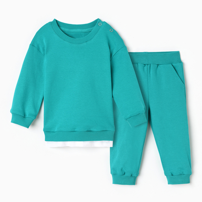 Комплект (свитшот, брюки) детский  MINAKU цвет изумрудный, рост 86-92см