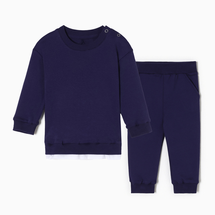 Комплект (свитшот, брюки) детский  MINAKU цвет темно-синий, рост 68-74 см