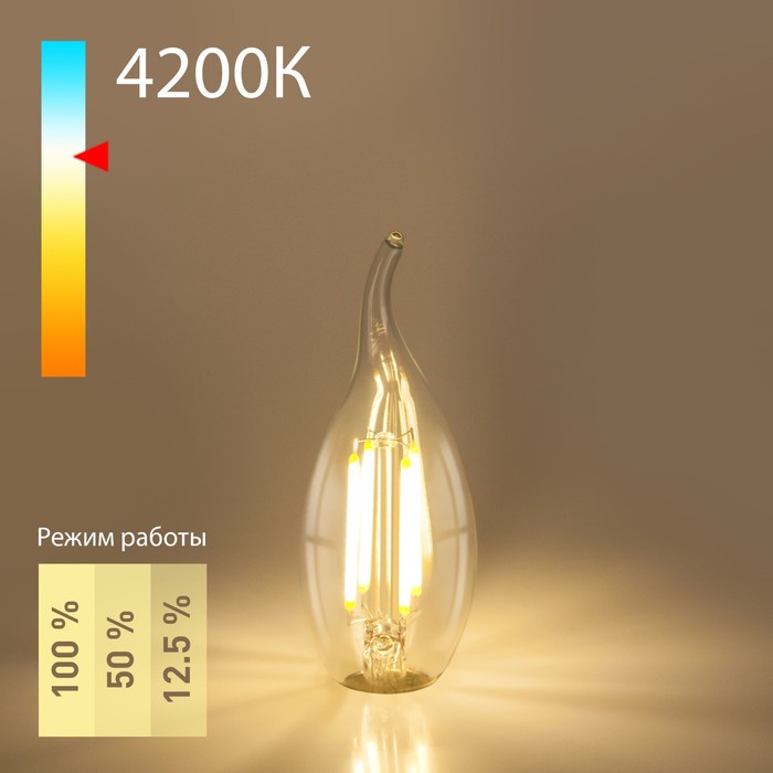 Филаментная светодиодная лампа Elektrostandard, Dimmable F, 35х35х117 мм, 5Вт, E14, 550Лм, 4200К