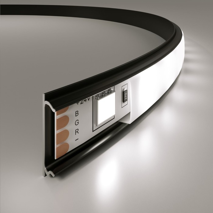 Гибкий алюминиевый профиль для светодиодной ленты Elektrostandard, LL-2-ALP012, 2 м, цвет чёрный профиль глубокий алюминиевый для светодиодной ленты прямой 2 м цвет чёрный