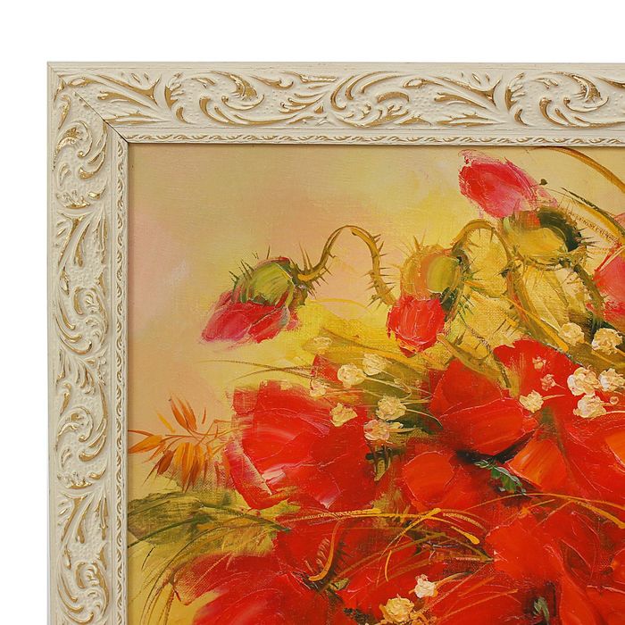 Картина "Маки в корзине" рама микс