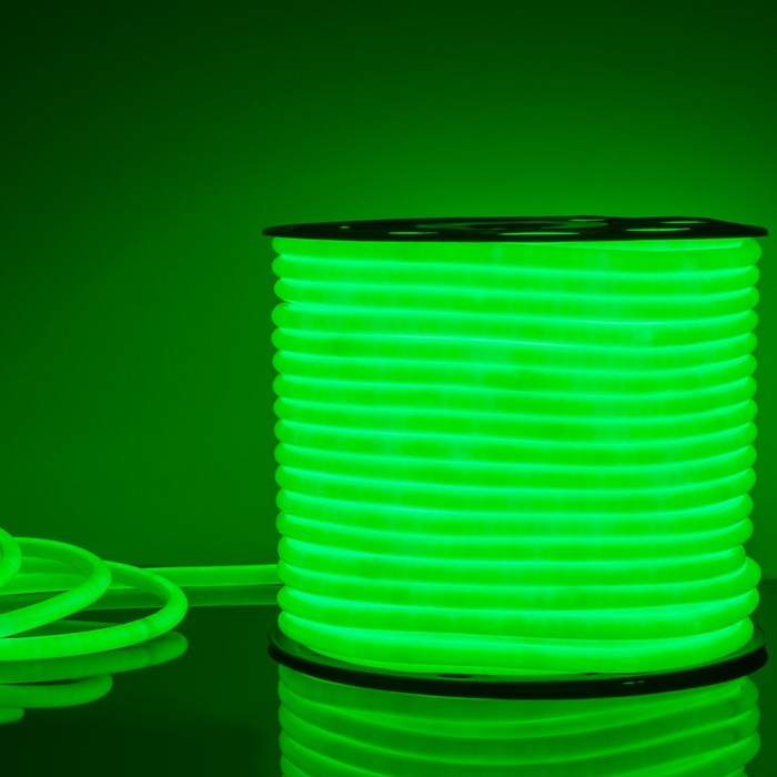 Гибкий неон Elektrostandard, 50 м, IP67, 2835, 144 LED/м, 220В, круглый, свечение зелёное