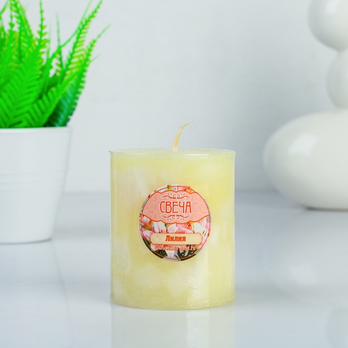 Свеча восковая "Кусочки льда", аромат лилия