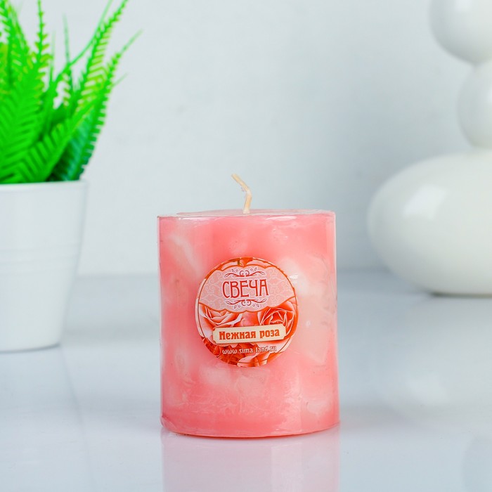 Свеча восковая "Кусочки льда", аромат роза