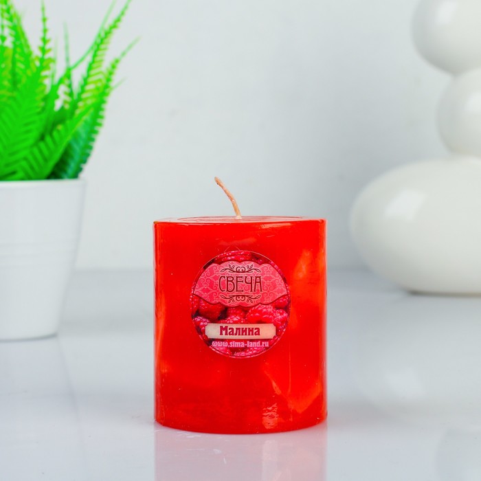 Свеча восковая "Кусочки льда", аромат малина