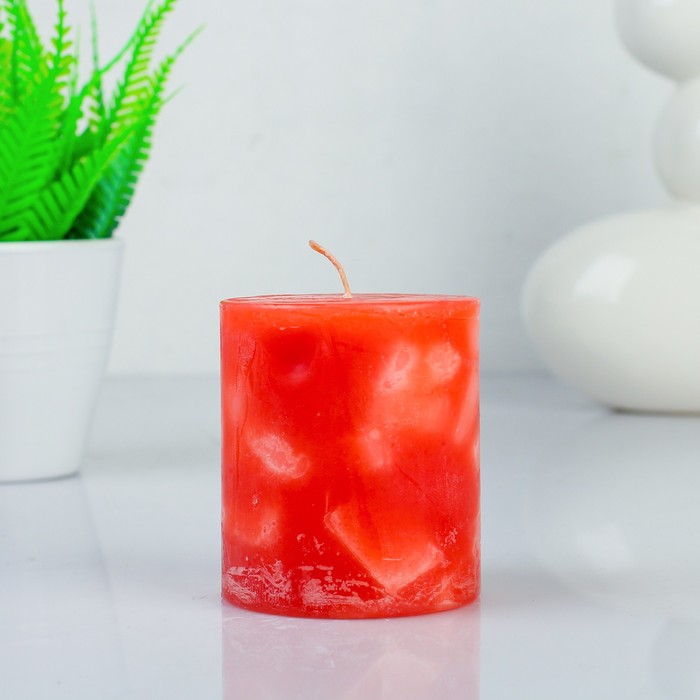 Свеча восковая "Кусочки льда", аромат малина