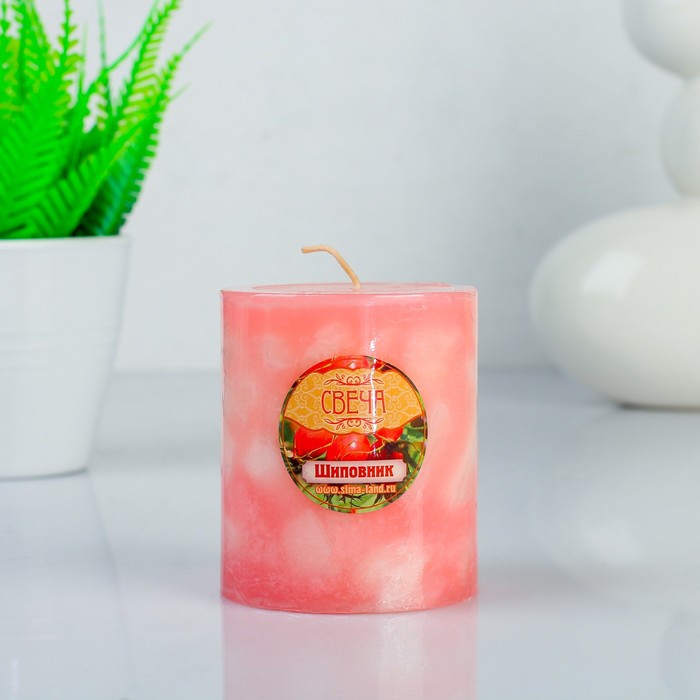 Свеча восковая "Кусочки льда", аромат шиповник