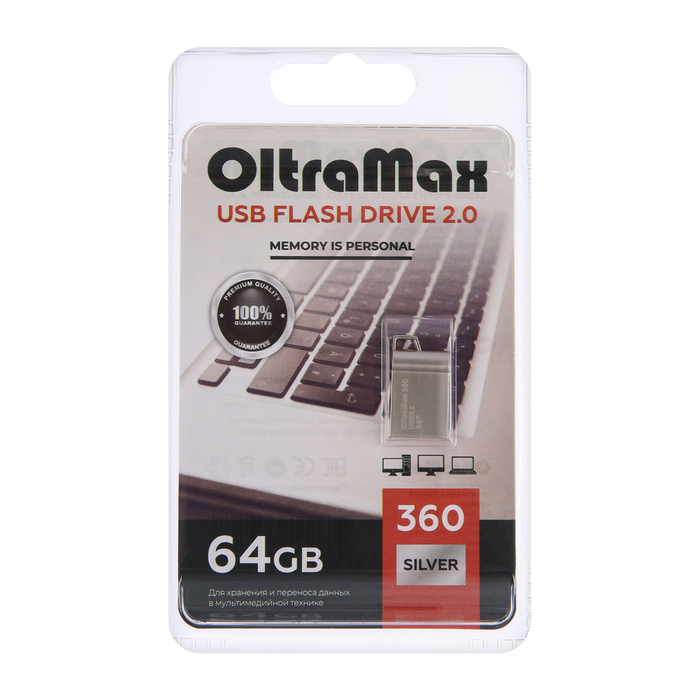 

Флешка OltraMax, mini,64 Гб,USB 2.0, чт до 15 Мб/с, зап до 8 Мб/с, металическая, серебряная