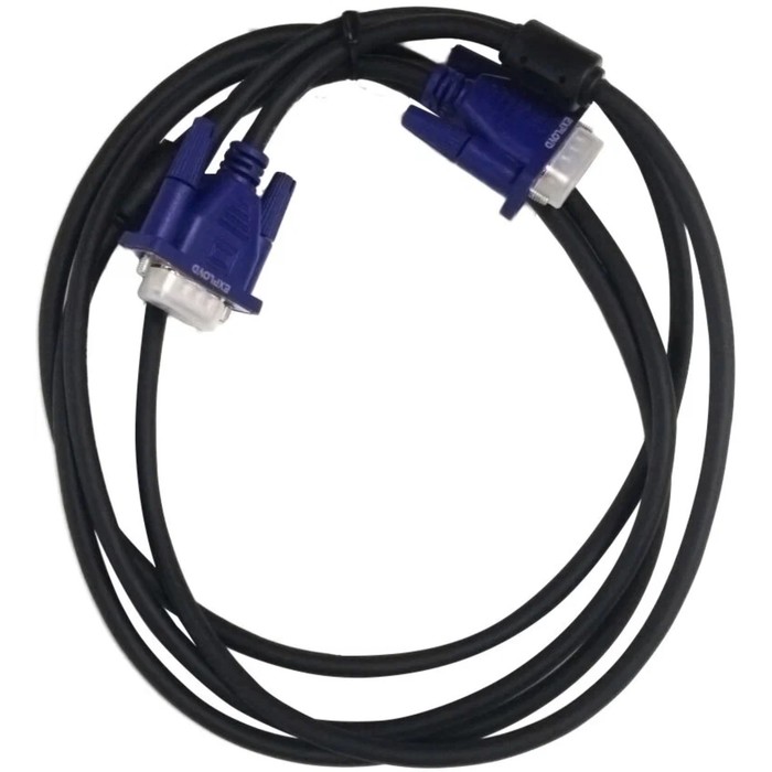 Адаптер Exployd EX-K-1368, VGA(m) - VGA(f), кабель 2 м, черный кабель vga vga proconnect 17 5505 6 с ферритами 3 0м черный