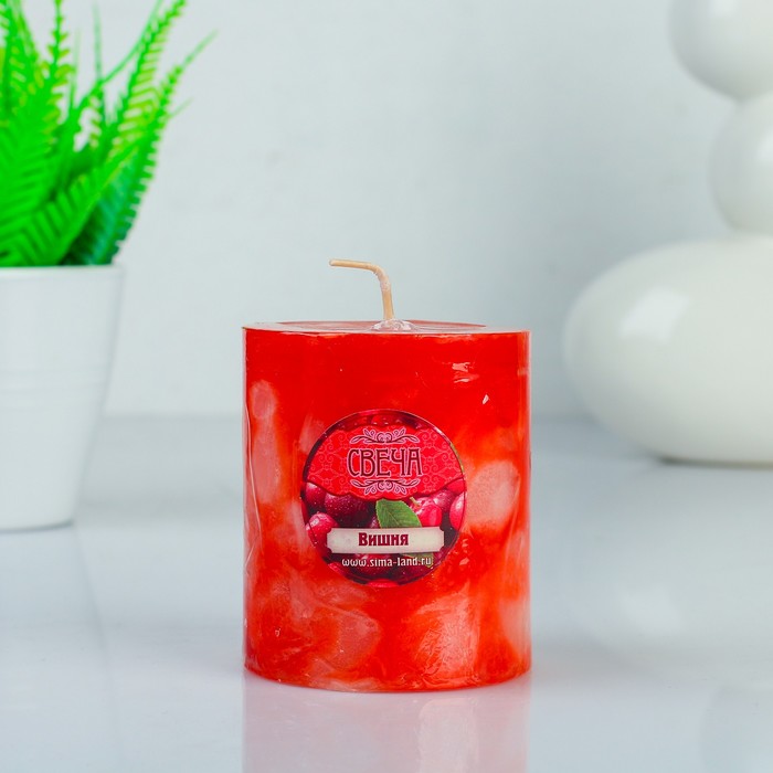 Свеча восковая "Кусочки льда", аромат вишня