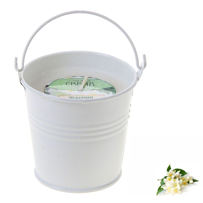 Свеча восковая "Ведёрко", аромат жасмин
